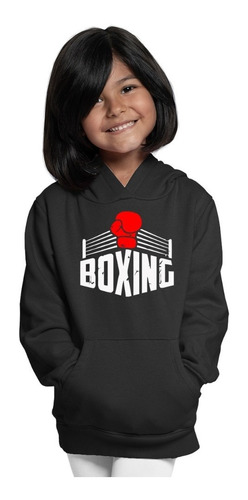 Sudadera Infantil Negra De Box Diseño Boxing Octagono