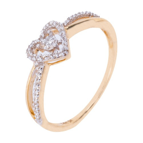 Anillo Con Diamantes 10 Puntos Oro 14 K. Oro Fino Joyería.