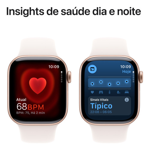 Apple Watch Series 10 GPS + Cellular • Caixa cor de ouro rosa de alumínio – 42 mm • Pulseira esportiva blush-clara – P/M - Excelente (Recondicionado)