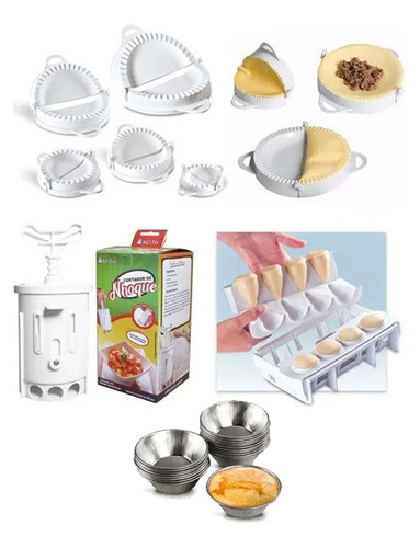 Kit 5 Formas Pastel Máquina Nhoque Fábrica Coxinha Empada