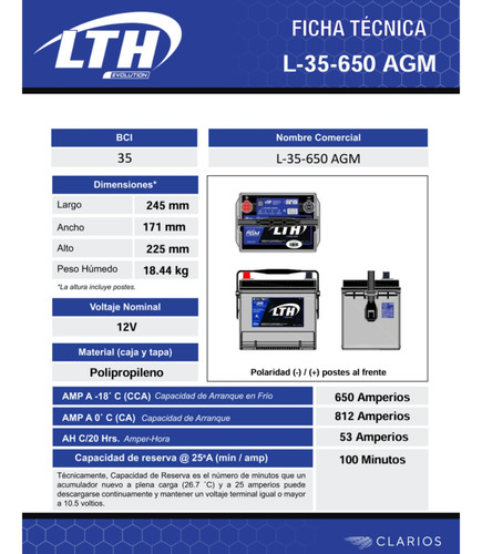 Batería Lth L-35-65 Agm
