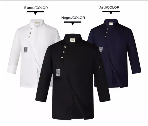 Traje De Chef De Manga Larga, Camisa + Sombrero + Delantal
