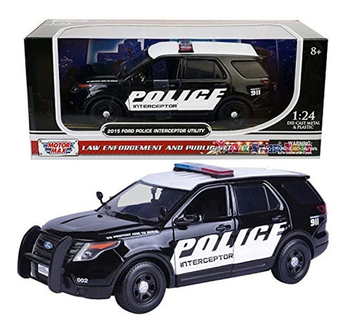 Carro De Juguete A Escala 1/24 De Policia Color Negro-blanco