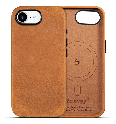 Capa De Couro Belemay Compatível Com iPhone 16e Com Magsafe