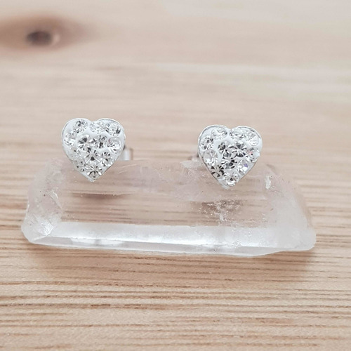 Aros Roma Corazón 5mm Cubic Blanco Plata 925