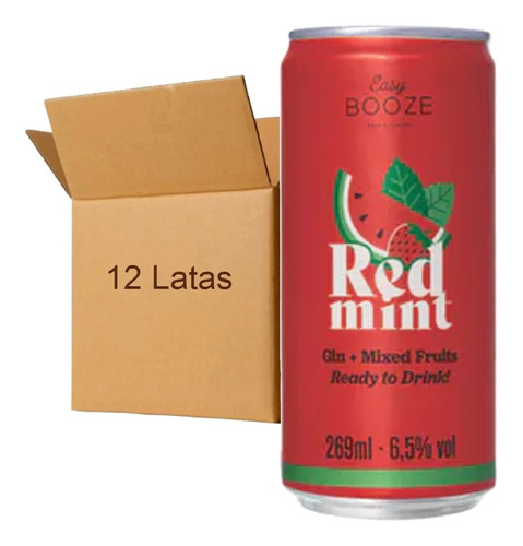 Imagem 1 de 3 de 12x Drink Easy Booze Red Mint Lata 269ml