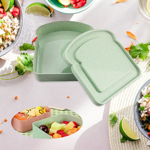 2 Fiambrera Bento, Contenedor De Almuerzo Ligero Verde