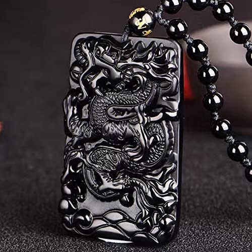 L Collar Con Colgante De Amuleto De Obsidiana Negra De