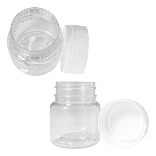 Pote Para Cápsulas Pet 50ml - 50 Unidades Pequenas Cor Branco