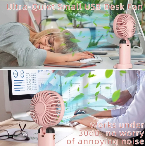 Mini Ventilador Portátil, Recargable Y Silencioso De Mano Café