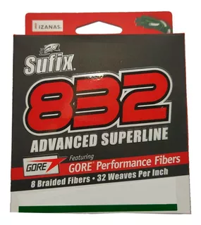 Línea multifilamento Sufix 832, 0,24 mm, 39 libras, 120 m, color verde oscuro