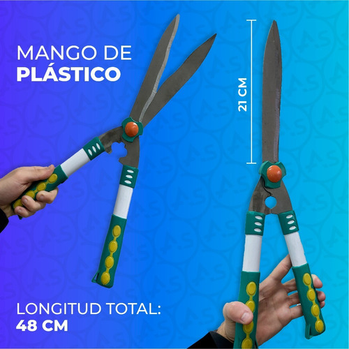 Imagen 3 de 10 de Tijera De Podar Para Cercos Mango De Plastico 19 Jardineria