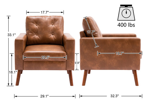 Silla Moderna Tapizada Con Brazo Y Patas De Madera