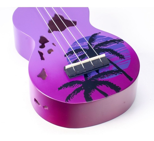 Imagen 10 de 10 de Ukelele Soprano Diseño Mahalo + Funda + Pua Hawai Violeta
