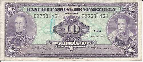 Venezuela 10 Bolivares 1979