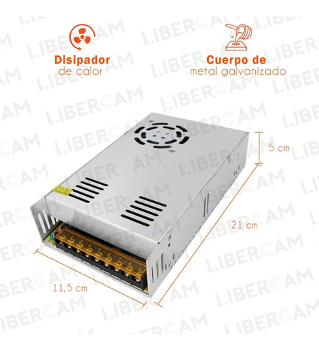 Imagen 5 de 10 de Fuente Switching 12v 30a 30amp Regulada Metalica Tira Led Cc