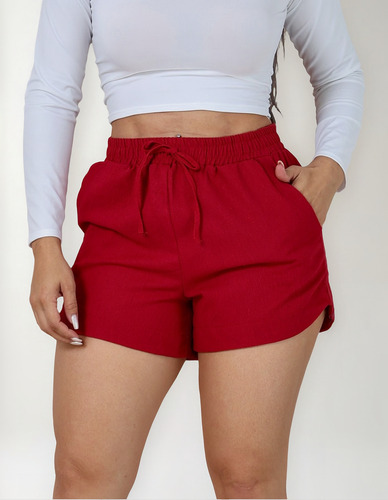 Short Feminino Boxer Premium Modelo Curto Com Cordão