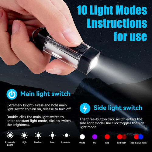 Mini Linterna De Llavero Potente, 700 Lúmenes De Doble Lumen