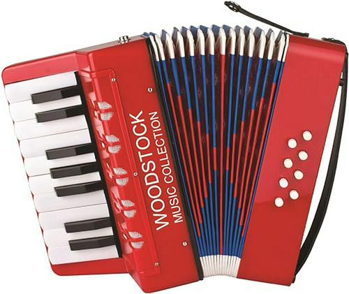 Acordeón Junior Woodstock, 17 Teclas De Piano 8 Botones De B