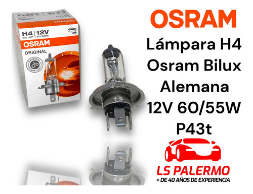 Lámpara H4 12v 60/55w P43t Para Auto Osram Bilux Alemanas