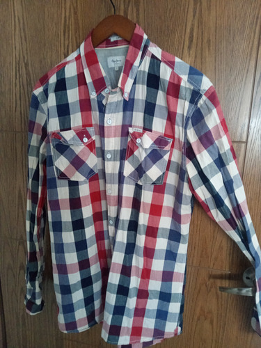 Hermosa Camisa A Cuadros Rojo/azul Marca Pepe Jeans Talla L