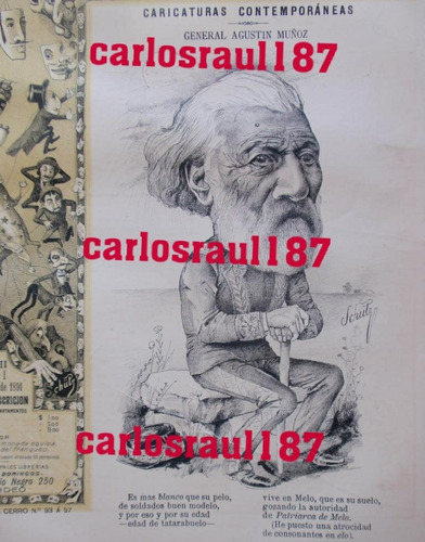 Revista 1891 Caricaturas General Agustin Muñoz Melo Turf Mas