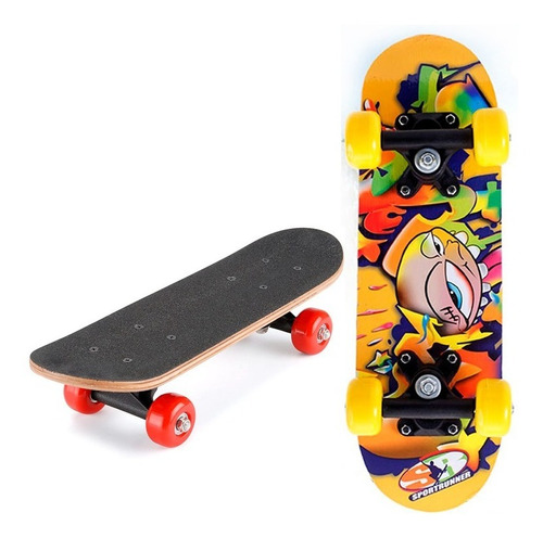 Skate Patineta Mini Doble Cola Lija Completa Ruleman Cadia