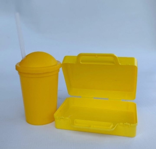 Combo 30 Souvenir Valijas Plasticas + Vasos Milkshake Amarillo