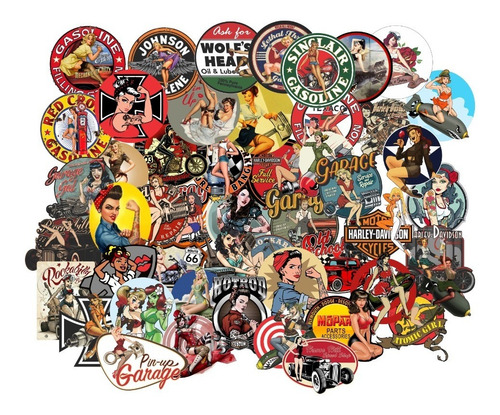 Adesivos Pin-up Retro Antigos (20 Un.)