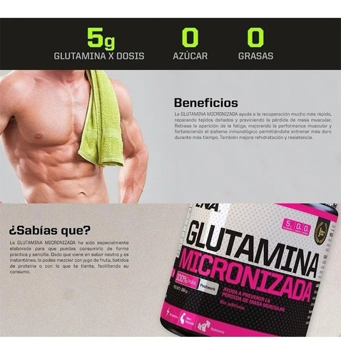 Imagen 3 de 7 de Suplemento En Polvo Sport Glutamina Micronizada En Pote De 150ml