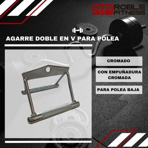 Imagen 3 de 7 de Agarre Doble En V Tipo Casita Para Polea Cromado Maquina Gym