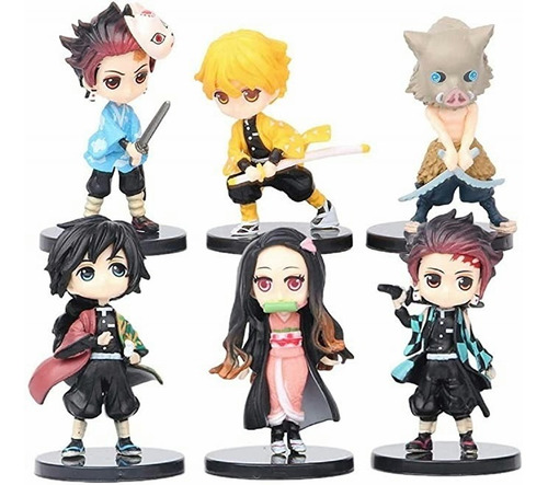 6pcs Anime Demon Cazlayer Tanjiro Zenitsu Muñeca Figura Jugu