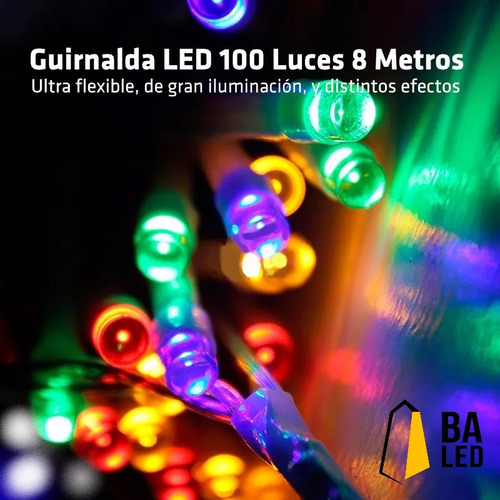 Guirnalda Luces Led 100 Focos 8 Metros Blanco Frio 220v Navidad