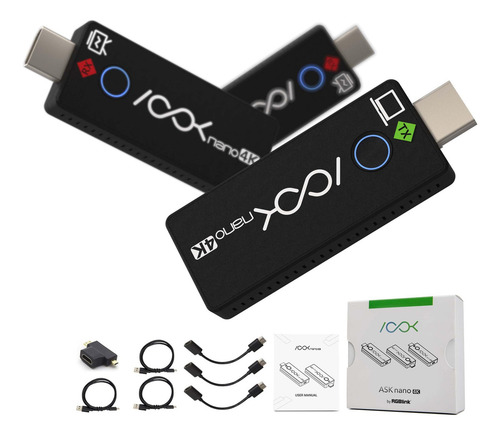 Rgblink kit de transmisor y receptor hdmi Inalámbrico 4k plug and play extensor hdmi inalámbrico múltiples receptores compatible con pc teléfonos laptop para reuniones transmisiones en vivo zoom Negro