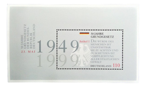 Alemania, Bloque Mi 48 50 Años Constitución 1999 Mint L16352