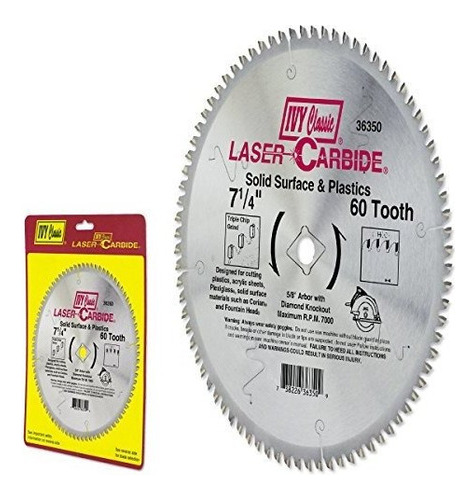 Ivy Classic 36350 Laser Carbide 714inch 60 Tooth Solid Surfa