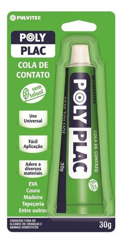 Cola Contato Sem Toluol Polyplac Super Premium 30g Pulvitec