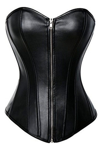 Corset Negro Sobre Busto 16 Varillas De Acero L´eleganza