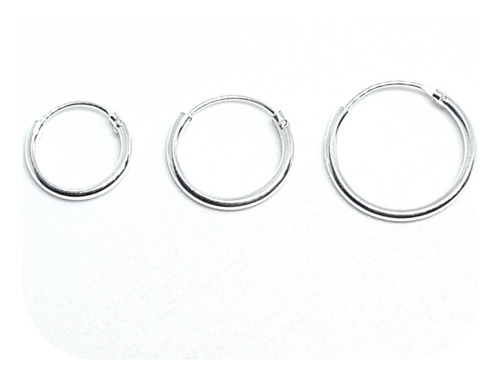 Pack X 3 Argollas Cubanas De 10mm 12mm Y 14mm De Plata 925
