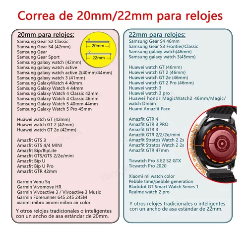Comprar Correa de silicona de 20/22MM para Samsung Galaxy watch 4 classic 3  Active 2 gear s3 s2 s4, pulsera de reloj para Amazfit bip Huawei GT/GT2/2E  Pro
