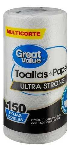 7 Pzas Toallas De Papel Great Value Multicorte Ultra Strong