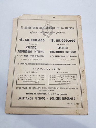 Imagen 1 de 8 de Antiguo Afiche Crédito Argentino Banco Nación 1939 Mag 58065