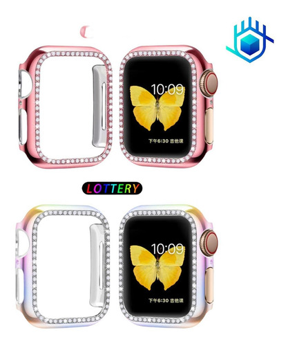 Imagen 5 de 6 de Funda Diamantes Premium + Mica Para Apple Watch Mujer Dama