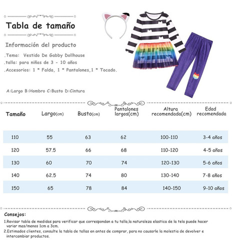 Conjunto De Disfraz Casa Gabby Dollhouse Fiesta Para Niñas