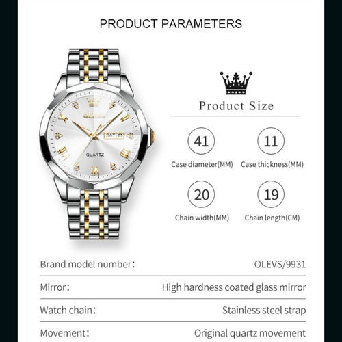 Reloj Analógico De Cuarzo Impermeable Para Hombre Olevs 9931