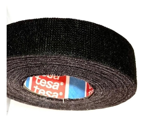 Fita adesiva preta Tesa Pet Fleece - rolo de 19 mm x 25 m, tecido preto