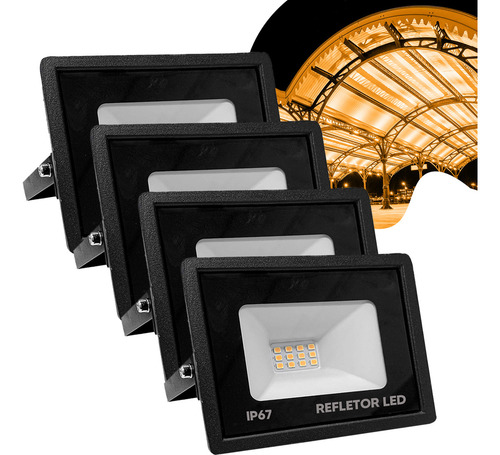 Kit 6 Refletores Flex Led 30w Branco Quente 3500k 127/220V Ip67 AUTUMU