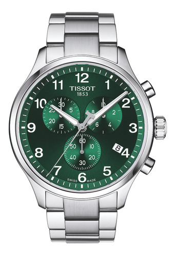 Reloj Hombre Tissot T116.617.11.092.00 Crono Xl Classic Color de la correa Plateado Color del bisel Plateado Color del fondo Verde