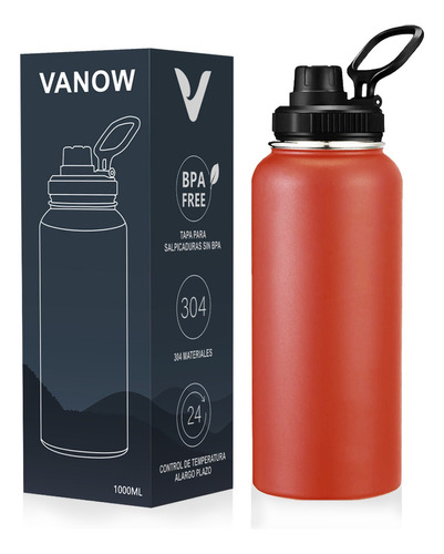 Termo Vaso-botella Acero Inoxidablecon Fría/caliente 32 Oz Color Rojo