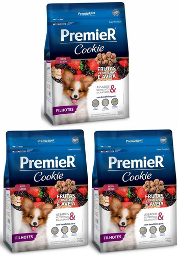 Biscoito Premier Cookie Filhote Frutas Vermelha 250g (3 Uni)